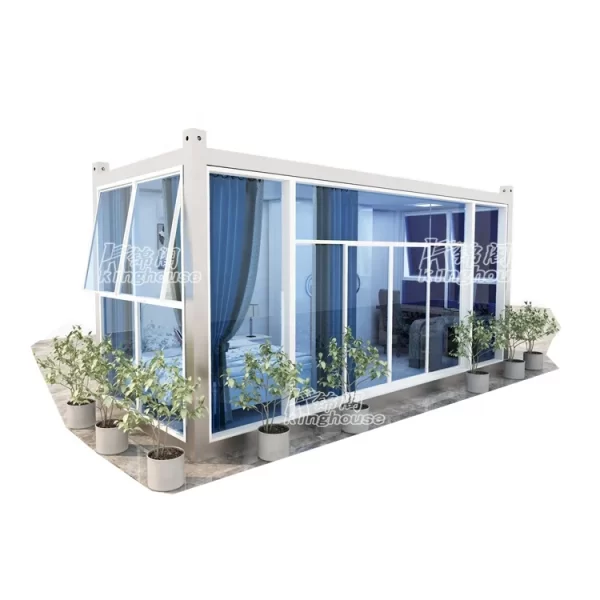 Affordable Prefabricated Glass Wall Container Homes in China